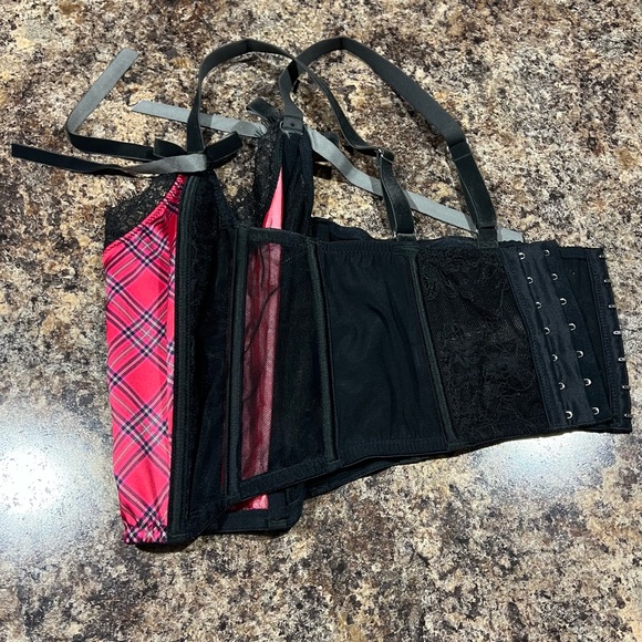 Y2k Victoria’s Secret Unlined Lace-up Velvet Satin Corset Bustier Top - Picture 8 of 15
